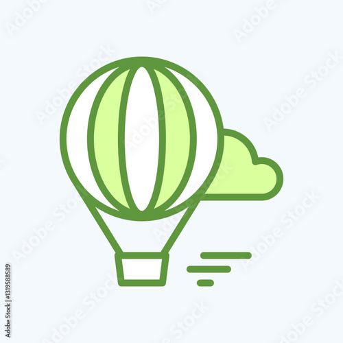Travel icon representing Air-Balloon. Symbolizes travel, tourism, vacation and trip. Ideal for websites, apps, and design projects. Perfectly optimized for digital and mobile platforms.