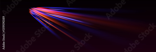 Modern abstract high speed light effect. Horizontal neon lines. Light effect from speed movement. Vector.