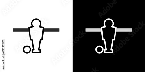 Foosball icons in stroke line style in black and white colors