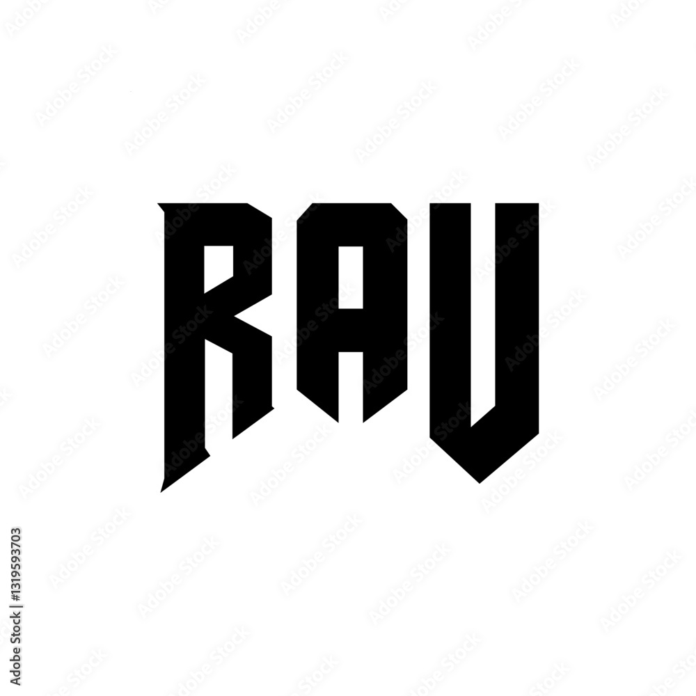 Obraz premium RAU letter logo design for technology company. RAU logo design black and white color combination. RAU logo, RAU vector, RAU design, RAU icon, RAU alphabet. RAU typography logo design.