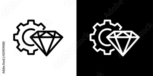 Operational excellence icons in stroke line style in black and white colors