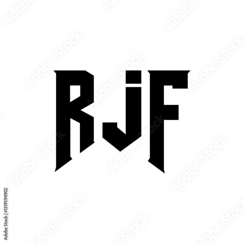 RJF letter logo design for technology company. RJF logo design black and white color combination. RJF logo, RJF vector, RJF design, RJF icon, RJF alphabet. RJF typography logo design.