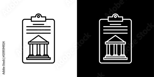 Policy icons in stroke line style in black and white colors