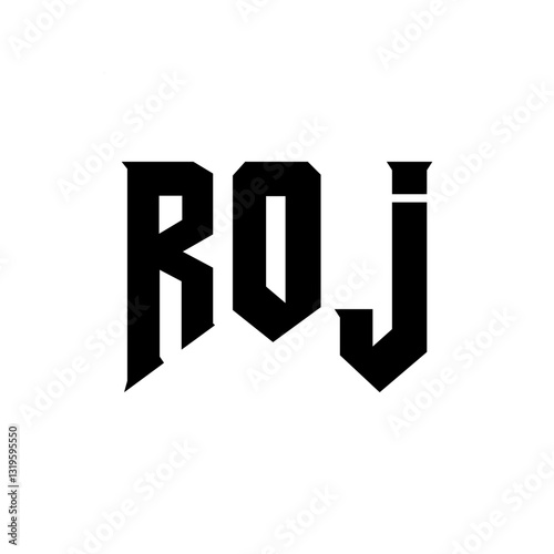 ROJ letter logo design for technology company. ROJ logo design black and white color combination. ROJ logo, ROJ vector, ROJ design, ROJ icon, ROJ alphabet. ROJ typography logo design.