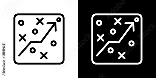 Tactical icons in stroke line style in black and white colors