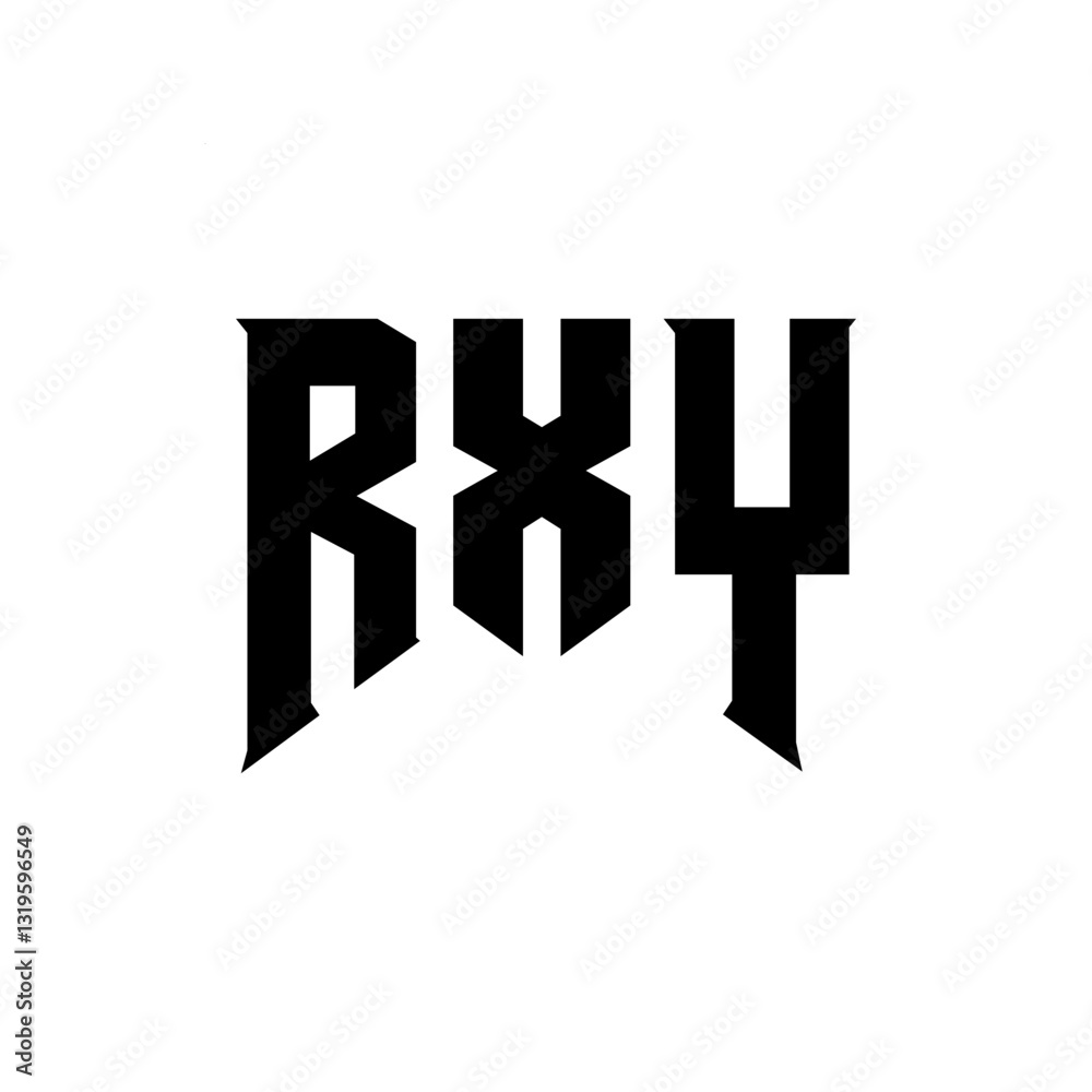 Fototapeta premium RXY letter logo design for technology company. RXY logo design black and white color combination. RXY logo, RXY vector, RXY design, RXY icon, RXY alphabet. RXY typography logo design.