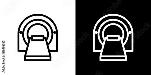 Tomography icons in stroke line style in black and white colors