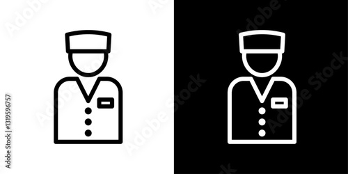 Valet icons in stroke line style in black and white colors