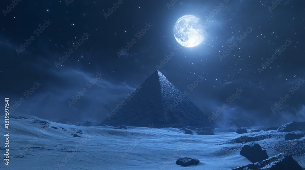 Fototapeta premium Frozen Pyramid Under Moonlight
