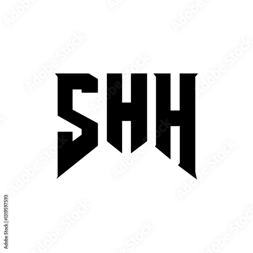 SHH letter logo design for technology company. SHH logo design black and white color combination. SHH logo, SHH vector, SHH design, SHH icon, SHH alphabet. SHH typography logo design.