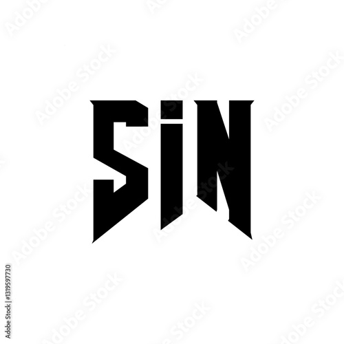SIN letter logo design for technology company. SIN logo design black and white color combination. SIN logo, SIN vector, SIN design, SIN icon, SIN alphabet. SIN typography logo design.