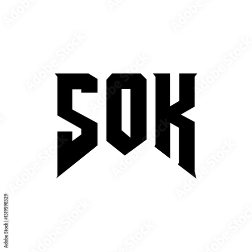 SOK letter logo design for technology company. SOK logo design black and white color combination. SOK logo, SOK vector, SOK design, SOK icon, SOK alphabet. SOK typography logo design.