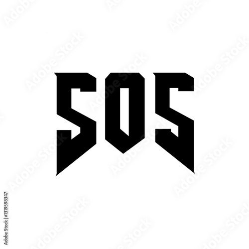 SOS letter logo design for technology company. SOS logo design black and white color combination. SOS logo, SOS vector, SOS design, SOS icon, SOS alphabet. SOS typography logo design.