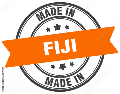 Made in Fiji round sign. Made in Fiji stamp.