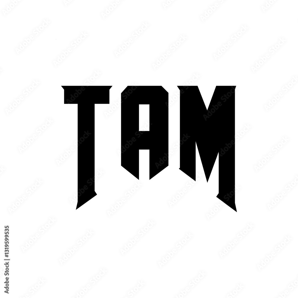 Obraz premium TAM letter logo design for technology company. TAM logo design black and white color combination. TAM logo, TAM vector, TAM design, TAM icon, TAM alphabet. TAM typography logo design.