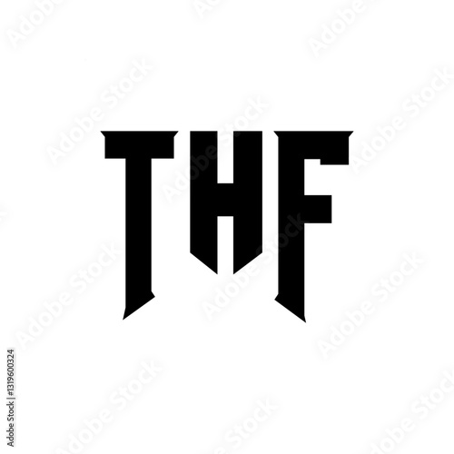 THF letter logo design for technology company. THF logo design black and white color combination. THF logo, THF vector, THF design, THF icon, THF alphabet. THF typography logo design. photo