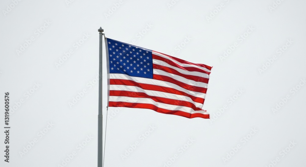 Obraz premium A Captivating View of the American Flag Waving Proudly Against the Sky