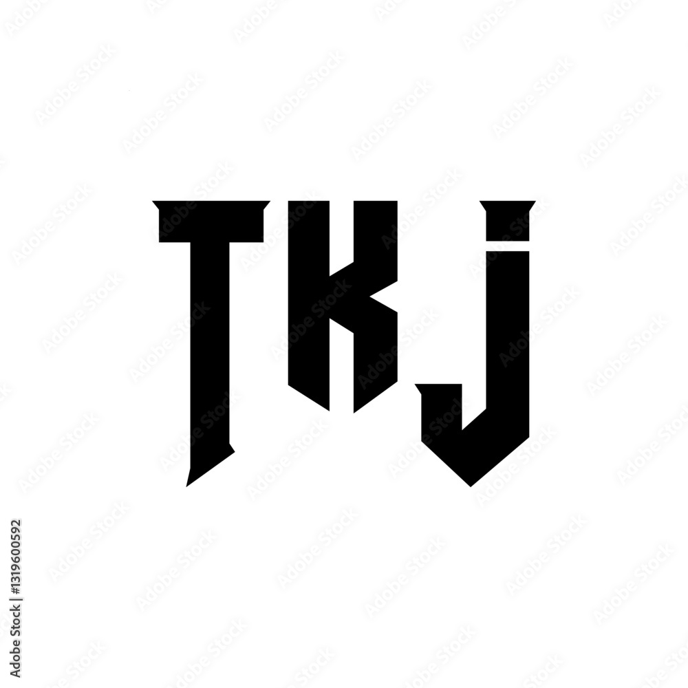 TKJ letter logo design for technology company. TKJ logo design black and white color combination. TKJ logo, TKJ vector, TKJ design, TKJ icon, TKJ alphabet. TKJ typography logo design.