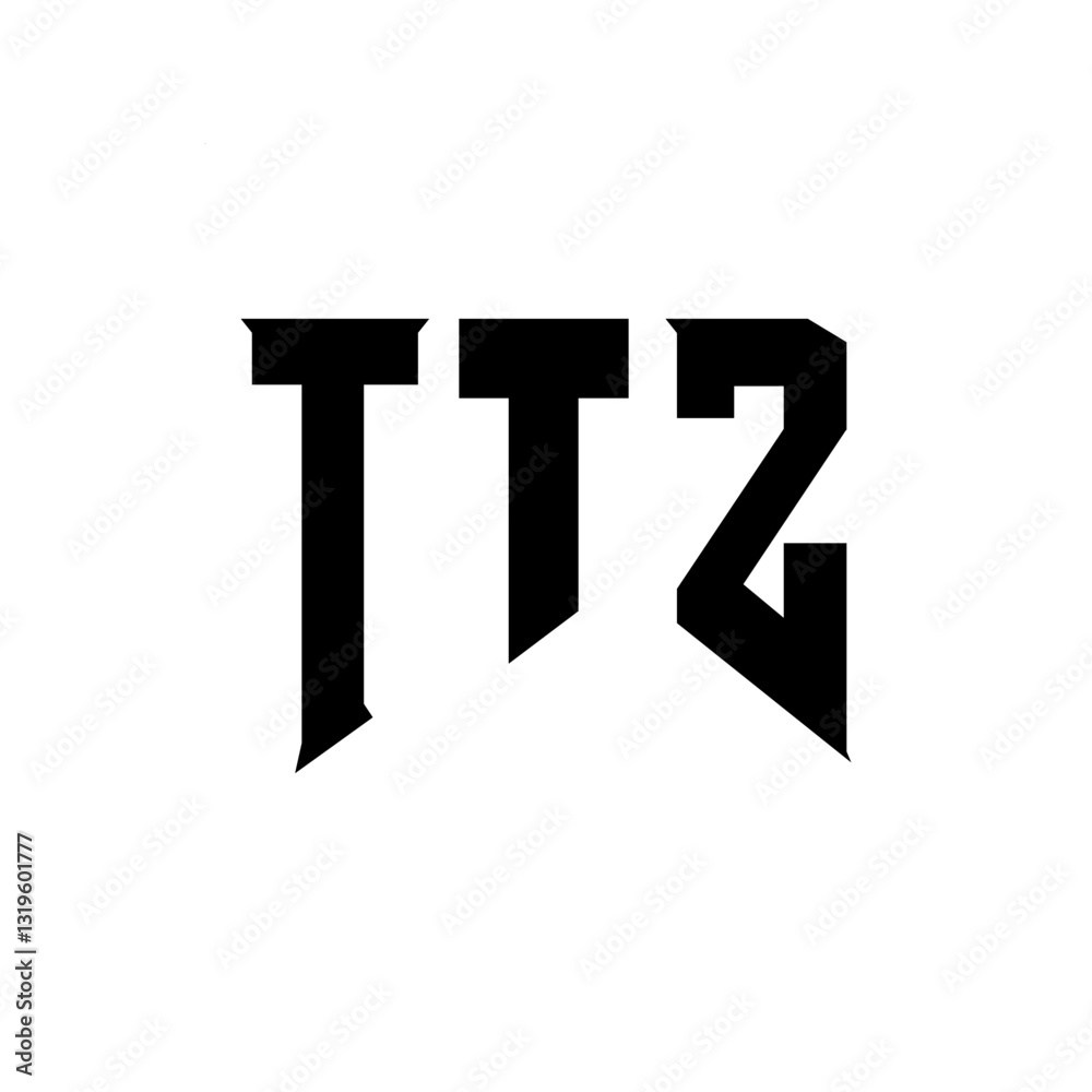 Obraz premium TTZ letter logo design for technology company. TTZ logo design black and white color combination. TTZ logo, TTZ vector, TTZ design, TTZ icon, TTZ alphabet. TTZ typography logo design.