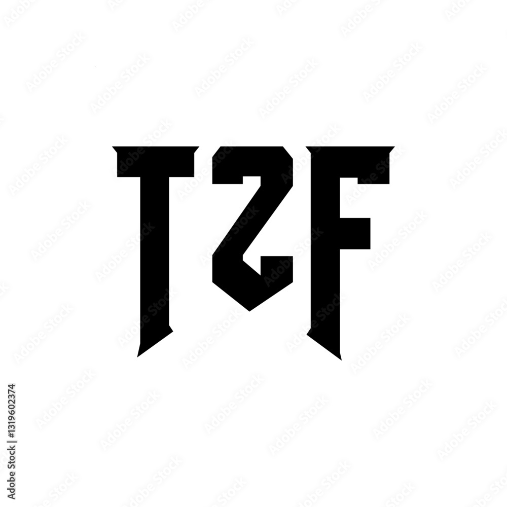 Obraz premium TZF letter logo design for technology company. TZF logo design black and white color combination. TZF logo, TZF vector, TZF design, TZF icon, TZF alphabet. TZF typography logo design.
