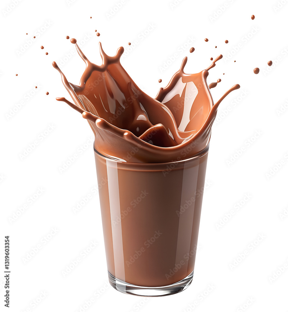 Fototapeta premium chocolate splash in glass isolated on transparent background Remove png, Clipping Path