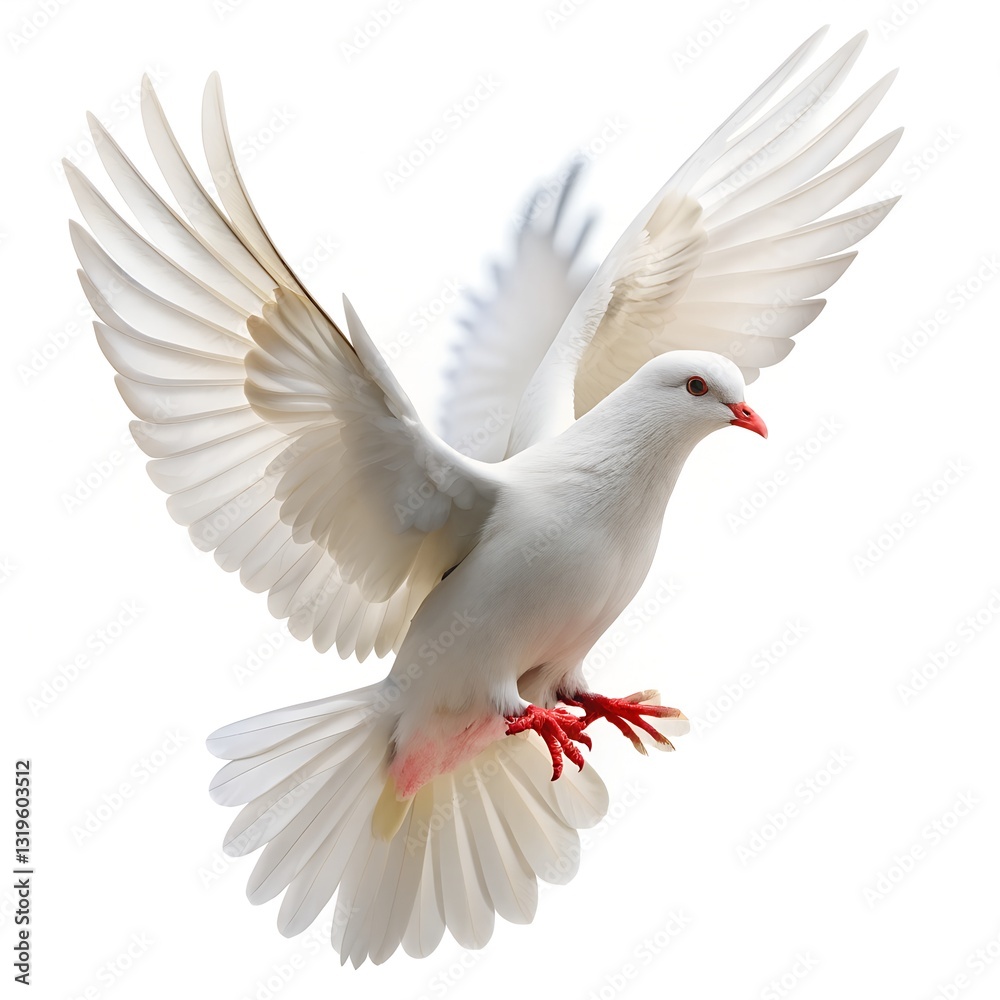 Fototapeta premium white pigeon flying isolated on a white background