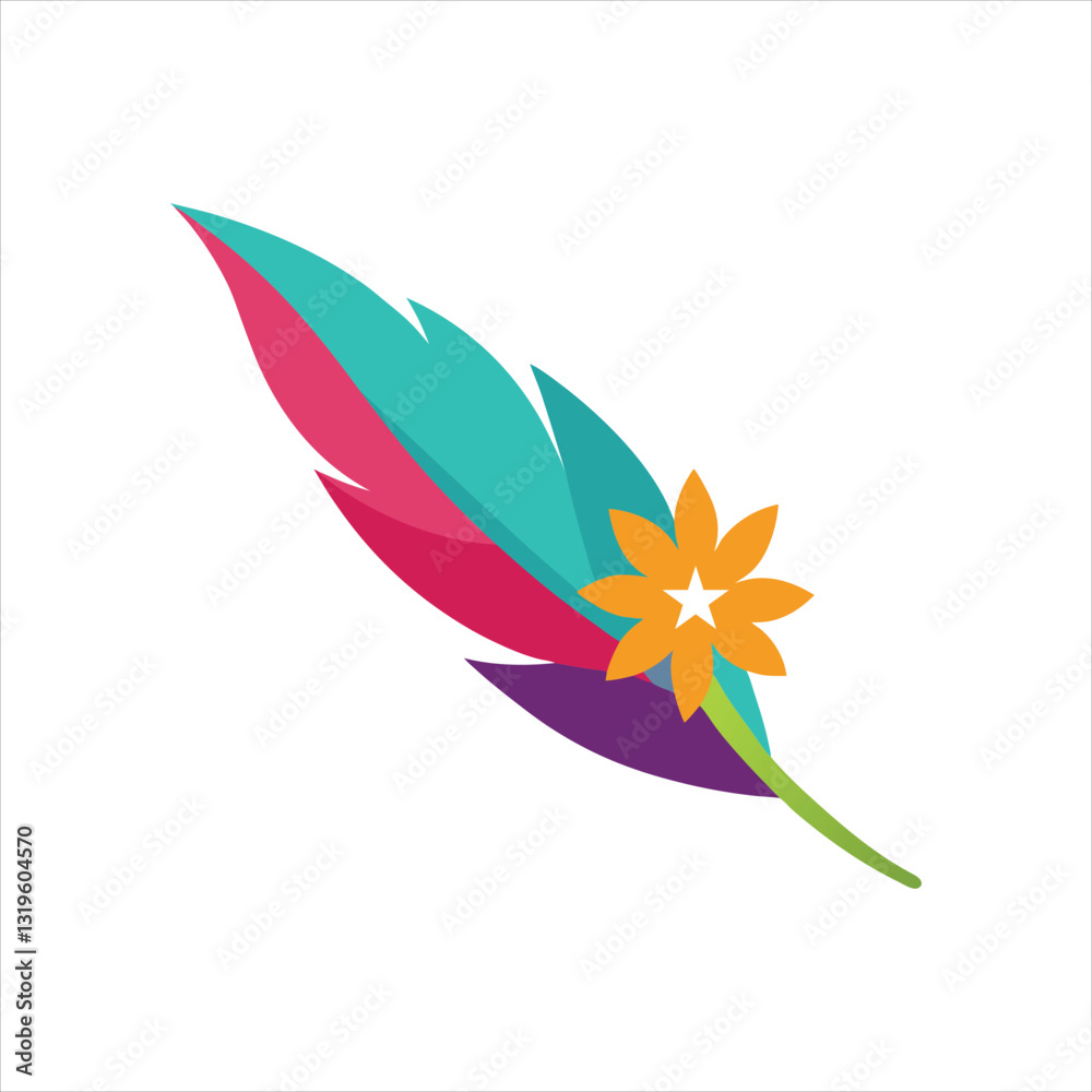 Fototapeta premium Flower Shaped Feather Icon for Creative Design Vector Art