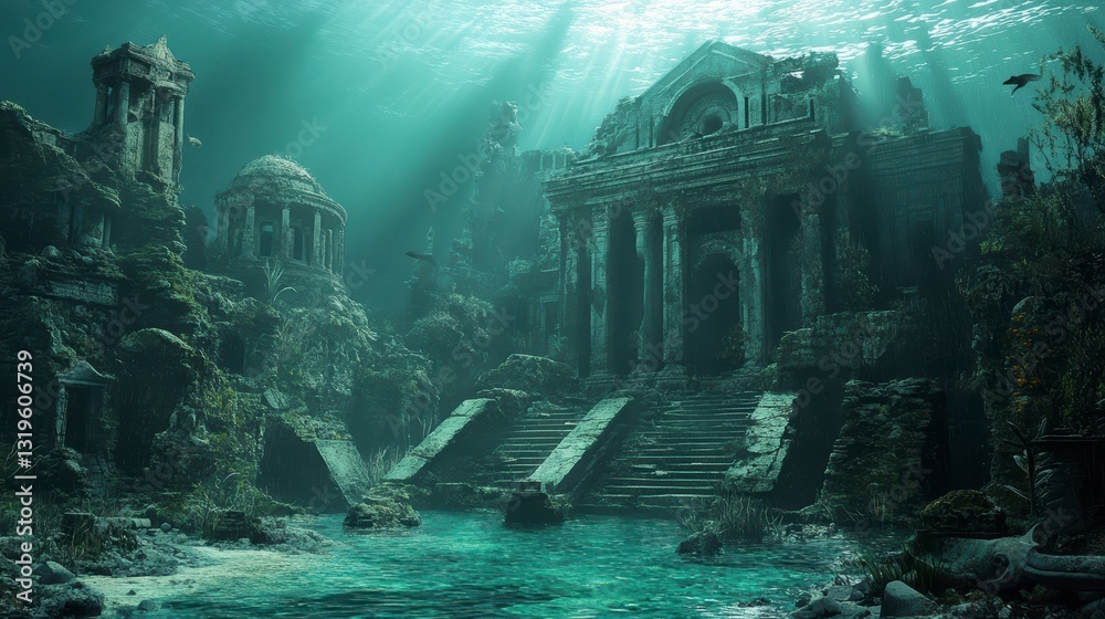 Obraz premium Sunlit Underwater Ruins