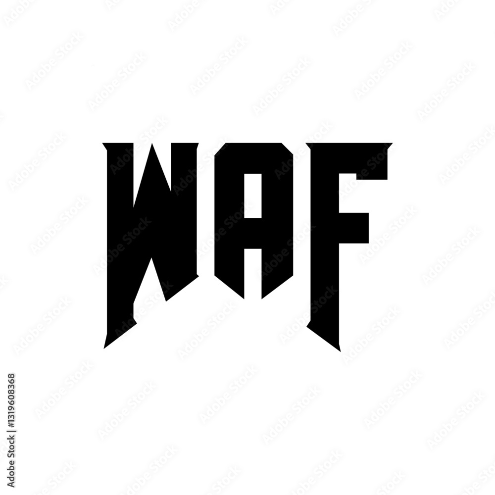 Obraz premium WAF letter logo design for technology company. WAF logo design black and white color combination. WAF logo, WAF vector, WAF design, WAF icon, WAF alphabet. WAF typography logo design.