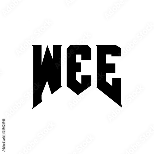 WEE letter logo design for technology company. WEE logo design black and white color combination. WEE logo, WEE vector, WEE design, WEE icon, WEE alphabet. WEE typography logo design.