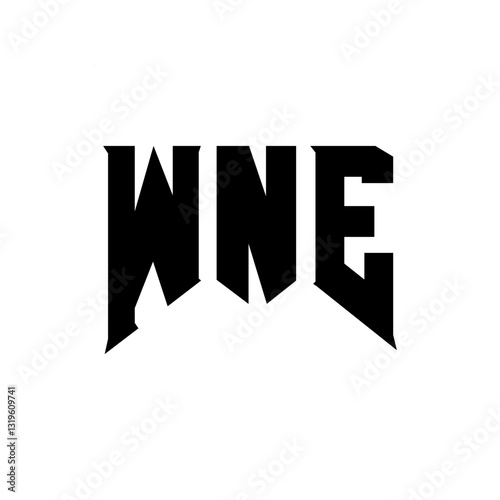 WNE letter logo design for technology company. WNE logo design black and white color combination. WNE logo, WNE vector, WNE design, WNE icon, WNE alphabet. WNE typography logo design. photo