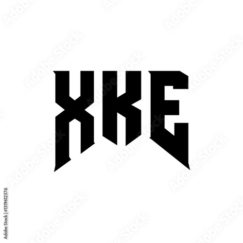 XKE letter logo design for technology company. XKE logo design black and white color combination. XKE logo, XKE vector, XKE design, XKE icon, XKE alphabet. XKE typography logo design.