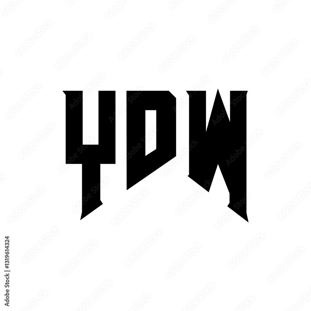 Obraz premium YDW letter logo design for technology company. YDW logo design black and white color combination. YDW logo, YDW vector, YDW design, YDW icon, YDW alphabet. YDW typography logo design.