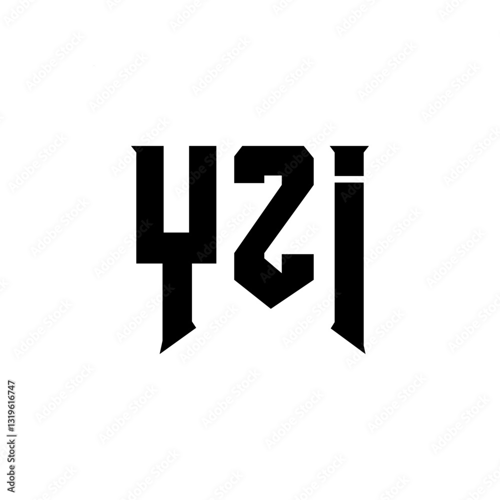 Obraz premium YZI letter logo design for technology company. YZI logo design black and white color combination. YZI logo, YZI vector, YZI design, YZI icon, YZI alphabet. YZI typography logo design.
