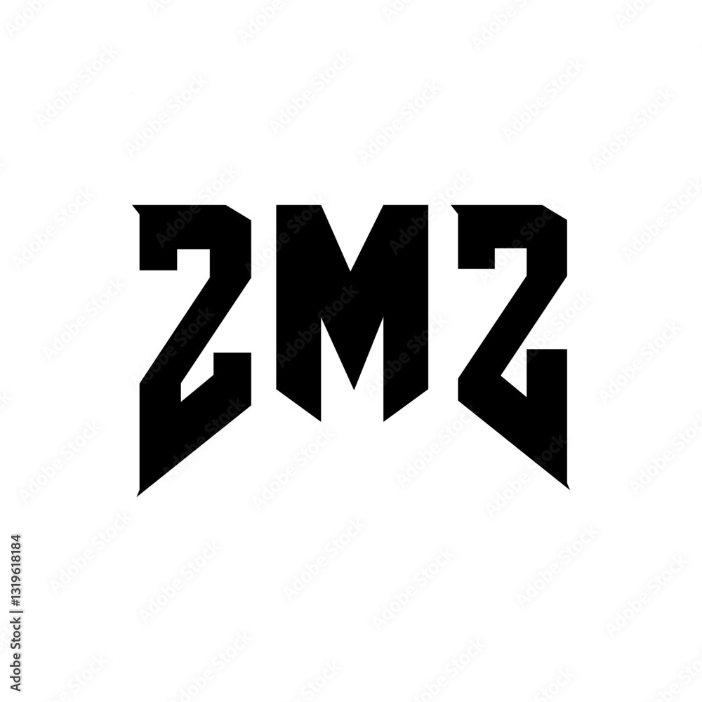 Obraz premium ZMZ letter logo design for technology company. ZMZ logo design black and white color combination. ZMZ logo, ZMZ vector, ZMZ design, ZMZ icon, ZMZ alphabet. ZMZ typography logo design.