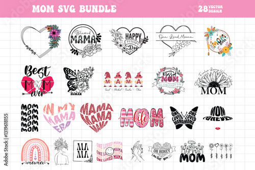 Mothers Day vector Bundle with Heartfelt and Loving Designs, Perfect for Celebrating Moms  Digital Download for Cricut and Silhouette. Includes Mother’s Day Quotes, Floral Elements, Family-Themed Desi