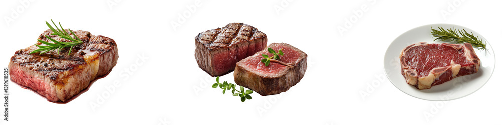 Classic steakhouse fare Isolated on transparent background, PNG, Set of Classic steakhouse fare Isolated on transparent background, PNG, Set of