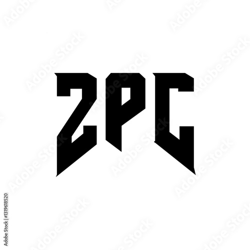 ZPC letter logo design for technology company. ZPC logo design black and white color combination. ZPC logo, ZPC vector, ZPC design, ZPC icon, ZPC alphabet. ZPC typography logo design.