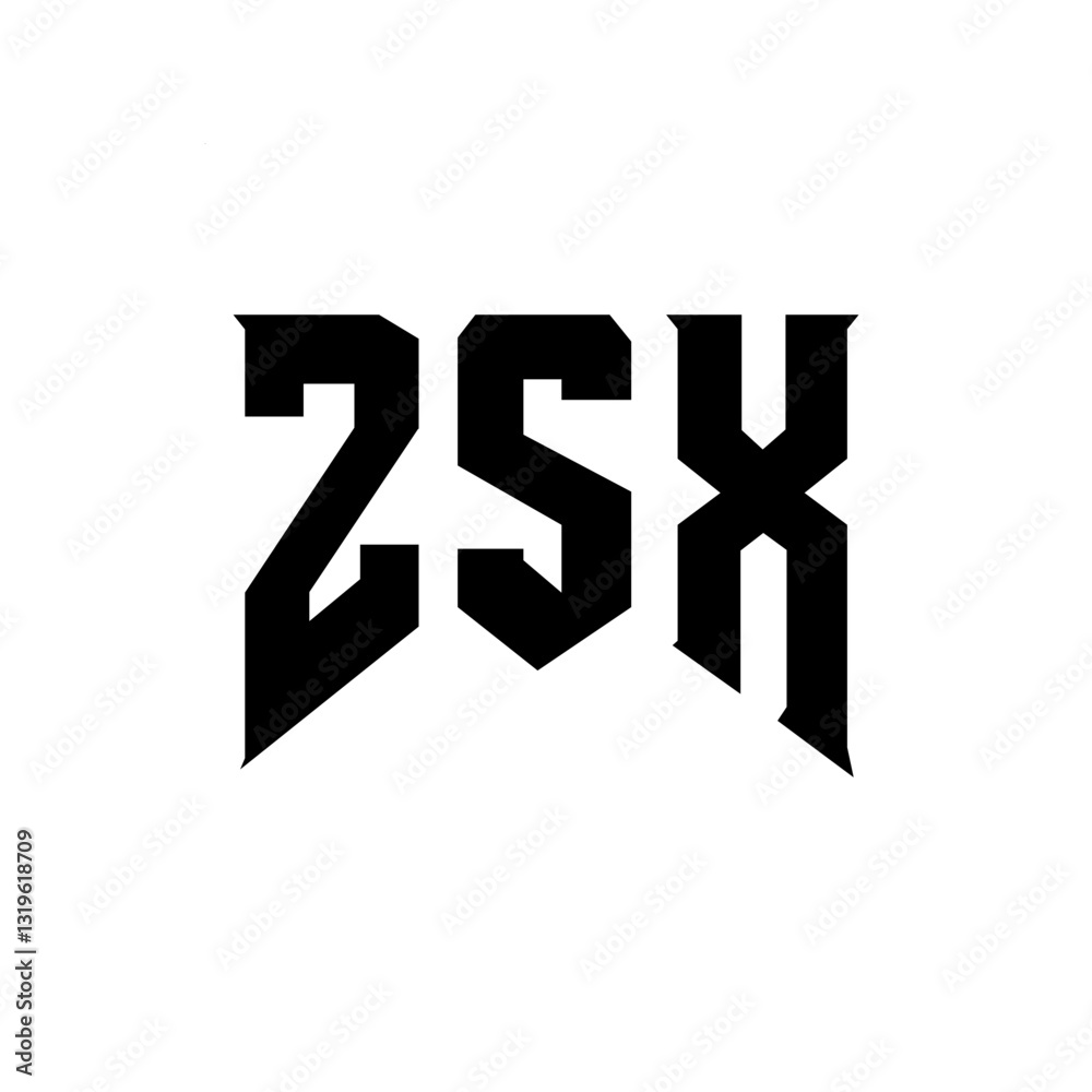 Obraz premium ZSX letter logo design for technology company. ZSX logo design black and white color combination. ZSX logo, ZSX vector, ZSX design, ZSX icon, ZSX alphabet. ZSX typography logo design.