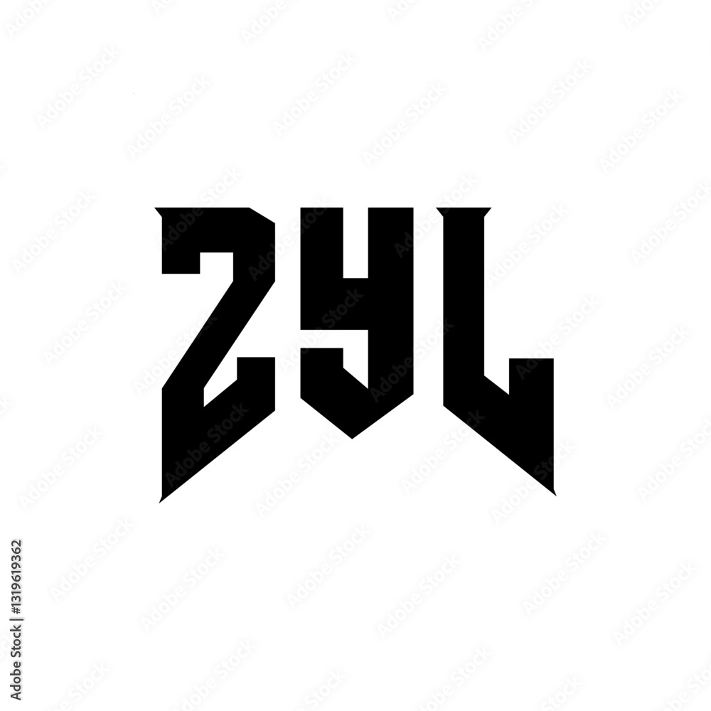 Obraz premium ZYL letter logo design for technology company. ZYL logo design black and white color combination. ZYL logo, ZYL vector, ZYL design, ZYL icon, ZYL alphabet. ZYL typography logo design.