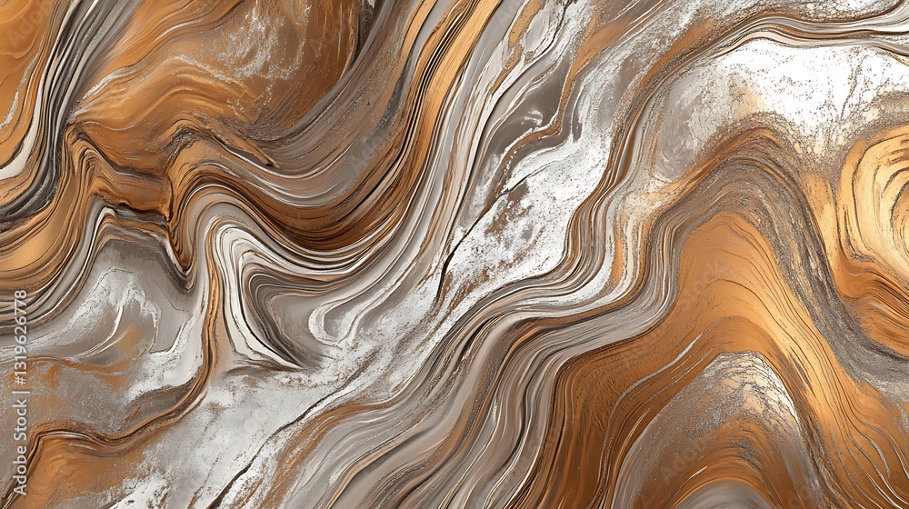 Swirling abstract pattern of gold and silver liquid textures Swirling abstract pattern of gold and silver liquid textures