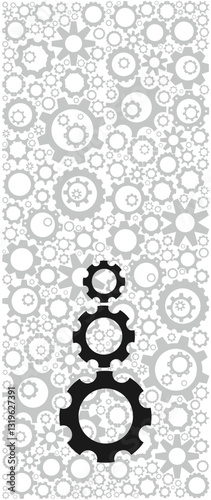 ertical background with light and dark gear icons. Mechanical items design EPS file
