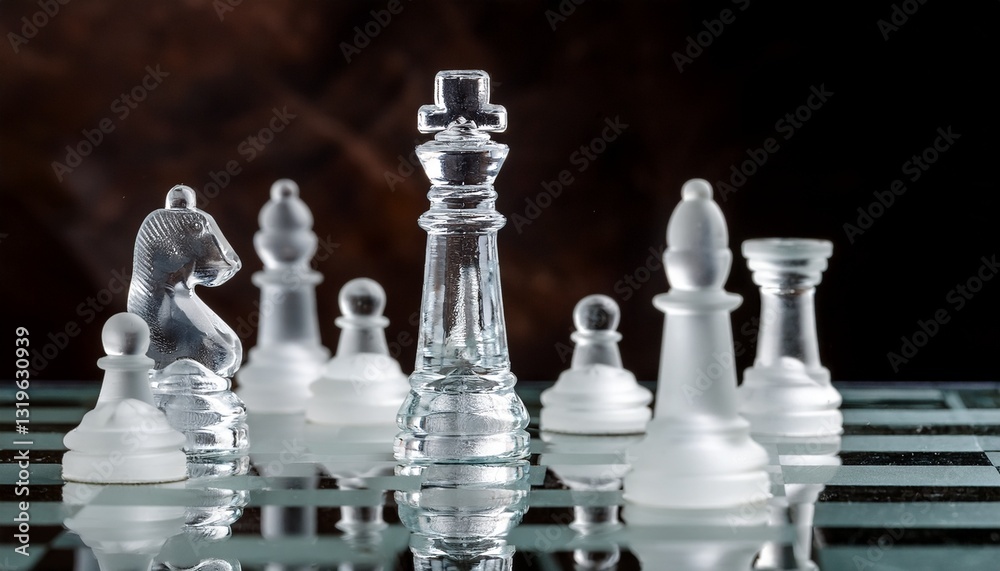 Refined and elegant chess pieces crafted from glass Refined and elegant chess pieces crafted from glass
