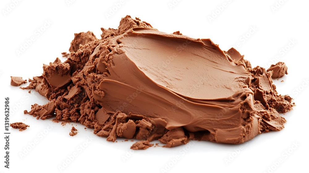 Fototapeta premium A pile of brown cosmetic powder on white surface