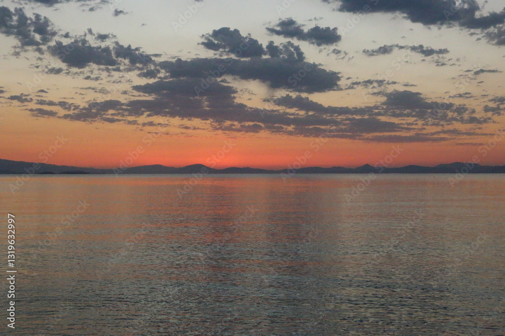 Fototapeta premium Beautiful landscape with sunset over Aegean Sea