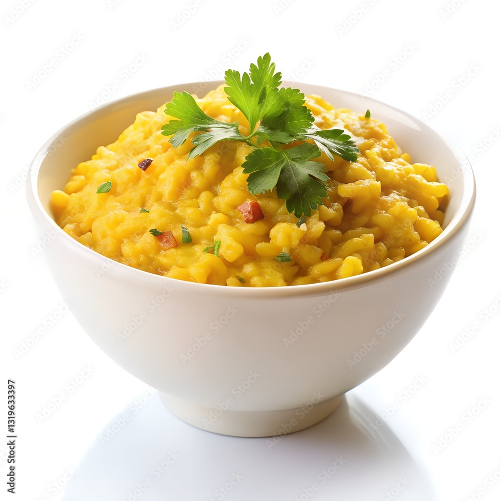 eye level view of khichdi in bowl eye level view of khichdi in bowl