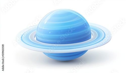 Wallpaper Mural Stunning Digital Illustration of a Bright Blue Planet with Rings on a White Background Torontodigital.ca