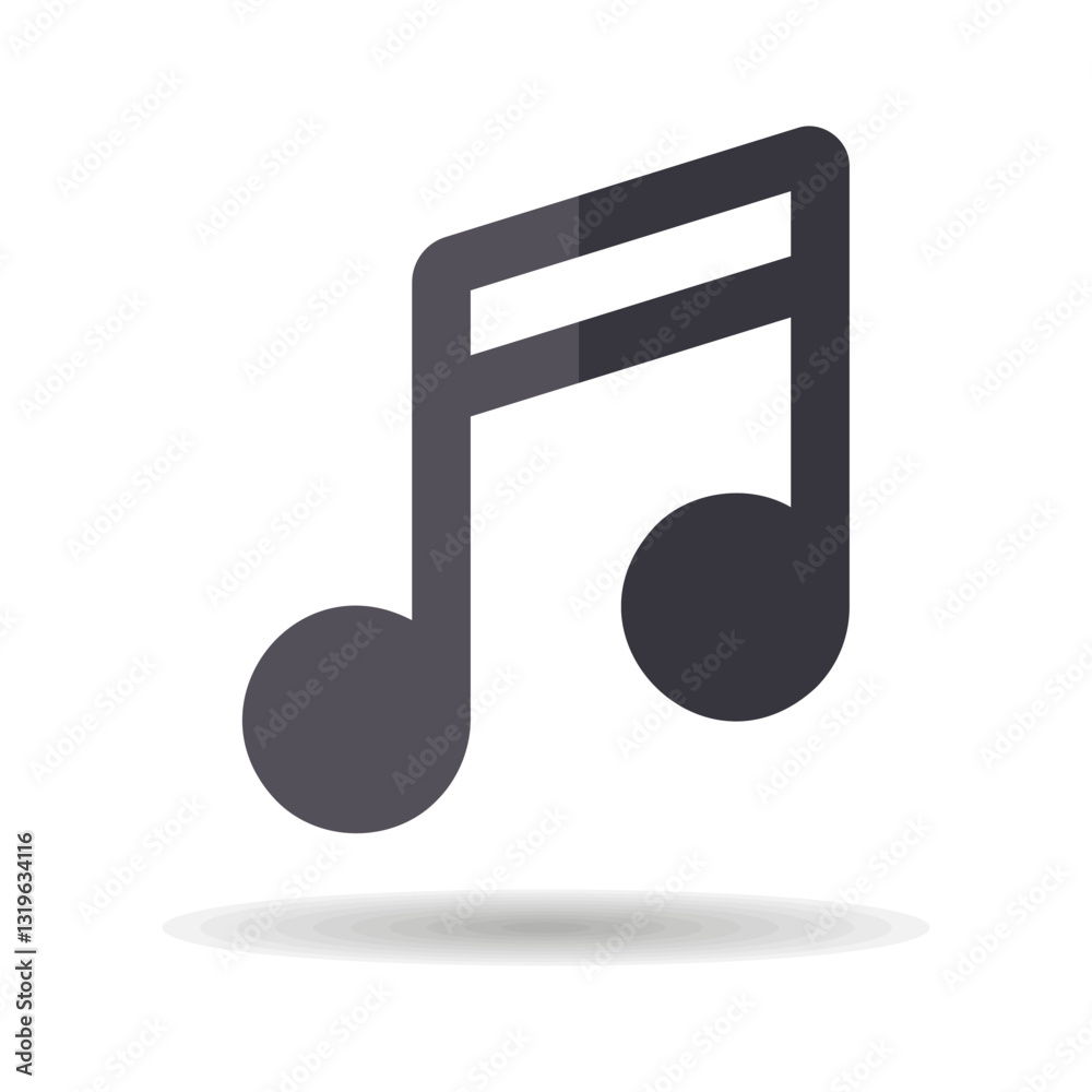 Music note flat isolated vector icon Music note flat isolated vector icon