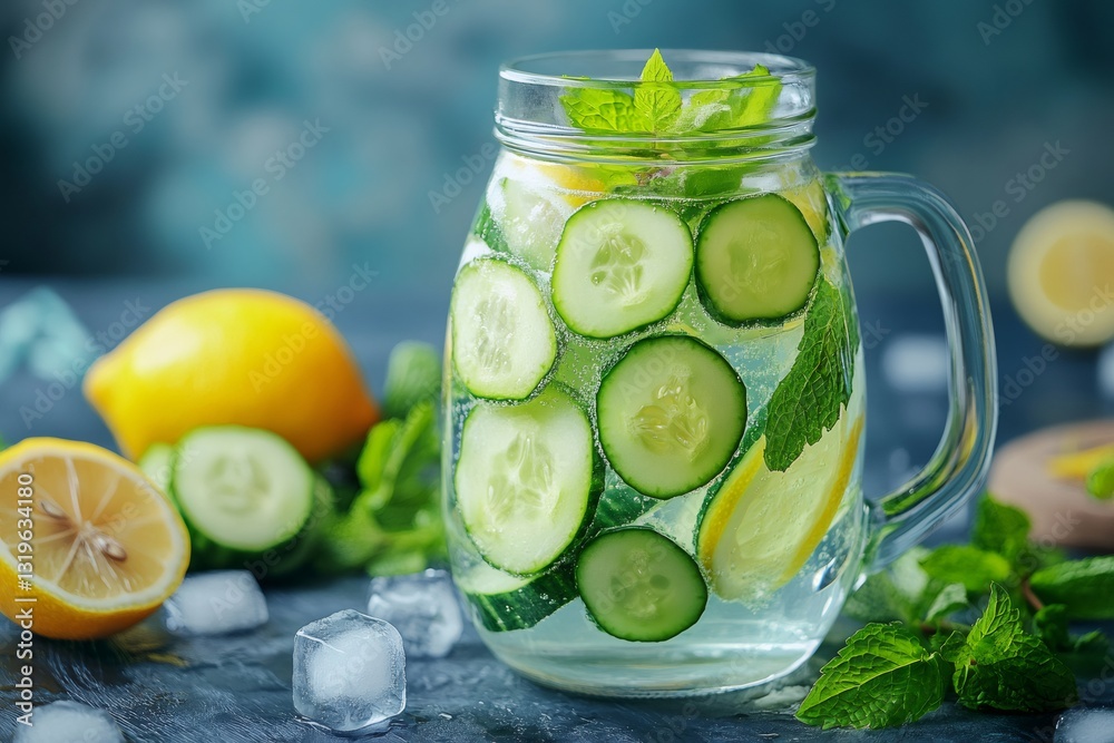 Refreshing summer detox water infused with lemon, cucumber and mint Refreshing summer detox water infused with lemon, cucumber and mint