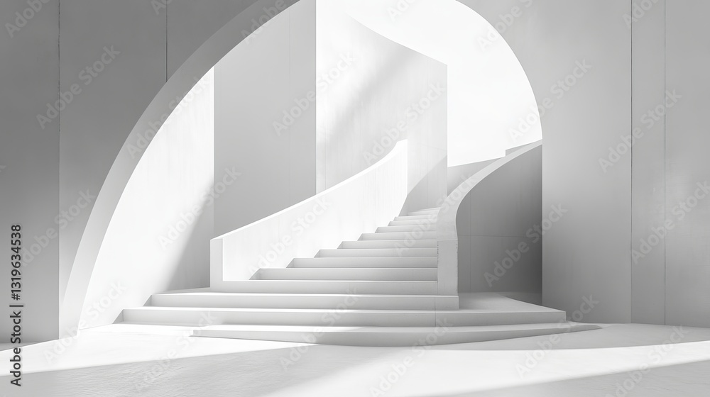 3D illustration of architecture construction with a perspective design including a modern geometric line drawing and an abstract background